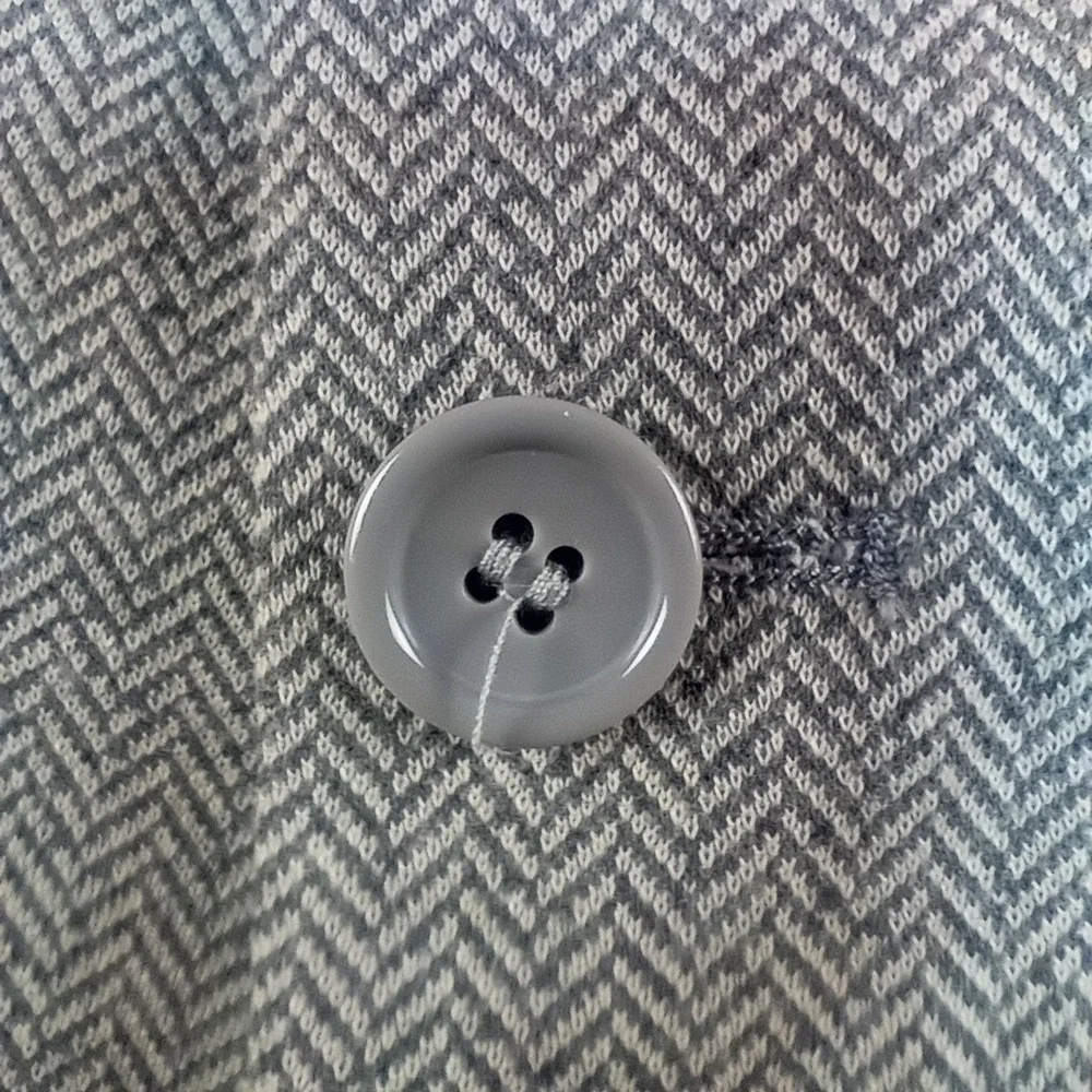 Preppy Office Sport Coat Mens L Grey Herringbone 2 Button Blazer Dark Academia
